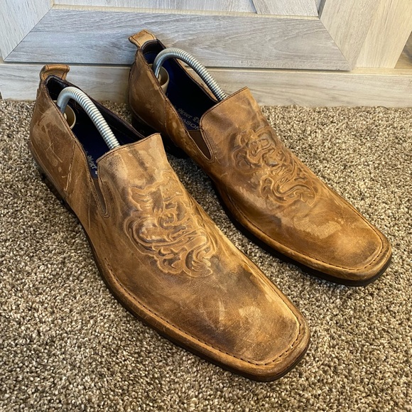 Mark Nason Rock Never Dies Brown Distressed Leather Loafers Shoes Size 10.5 - Picture 1 of 12